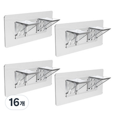 Winprice 黏貼式層板固定掛鉤 雙排加長型, 透明, 16個
