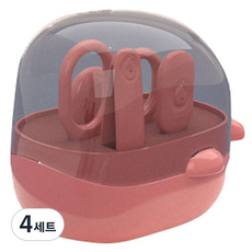 신신살롱 유아용 고래모양 손톱깎이 세트, 핑크, 4세트