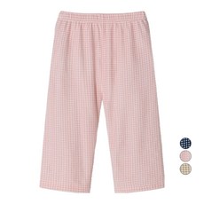 unifriend 兒童格紋超細纖維刷毛九分褲