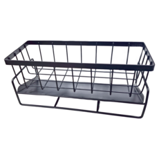 Mega 廚房碳鋼多功能瀝水置物架 不鏽鋼海綿架 23x10x9cm, 黑色, 1個