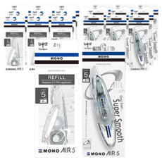 Tombow 蜻蜓牌 MONO AIR 筆型修正帶 5個 + 替換帶 5個, 標準, 2套