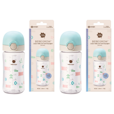 BebeGrow Ecozen材質輕量彈蓋型鴨嘴杯, 2個, 280ml, 薄荷綠