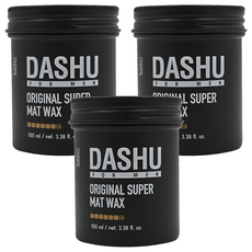 DASHU Original Super Mat Wax 男性專用頂級髮蠟, 強力塑型, 含黑豆, 摩洛哥堅果精油, 椰子香, 100ml, 3罐
