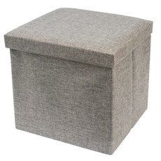 棉麻板凳收納箱 30x30x30cm, 灰色, 1個