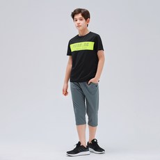 KISPO 孩童英文字母圖案短袖T恤+7分褲運動套裝