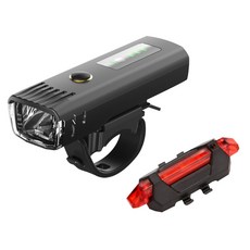 LED自行車德規頭燈 附安全尾燈, 紅色尾燈, 1組, 黑色