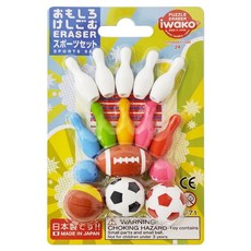 iwako 造型橡皮擦, 各式球類 多色, 1組