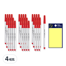 monAmi 簽字筆 351 12入 x 3p + Tukobi 便利貼 文具組, 紅色, 4套