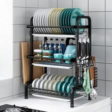 Block Mart 廚房304不鏽鋼碗盤瀝水架, 黑色