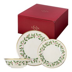 레녹스 홀리데이 쓰리피스 플레이스 셋팅 3pcs, 1세트, 메인 큰 접시 + 샐러드 플레이트 + 볼, 혼합색상