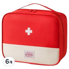 아늑공간 가정 휴대용 응급처치 구급파우치 레드 대형, 6개