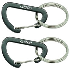 ADISI D型鋁鉤環 AS20030 2入組 4mm 陽極黑 輕巧耐用 鑰匙圈 登山露營, 2個