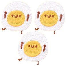 漫森工坊 刺繡貼 造型地墊 可愛居家裝飾, 荷包蛋 黃色 + 白色, 3個