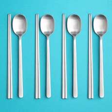 인스푼 굿스퀘어 한식수저 세트, 숟가락 4p + 젓가락 4p, 1세트