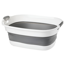 北歐風多功能可折疊水盆 - 中款 - 莫蘭迪灰 PP+TPR材質 31x31x4.5公分, 1個