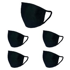 素色棉質口罩, 黑色的, 5張