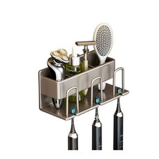 i life 3人太空鋁牙刷置物架, 消光灰, 免打孔安裝, 浴室收納, 1組