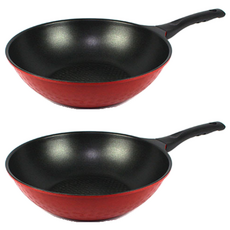 Kitchen-Art New Bon鑽石深炒鍋 紅色, 30cm, 2個