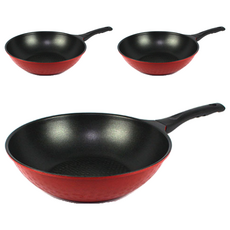 Kitchen-Art New Bon鑽石深炒鍋 紅色, 30cm, 3個