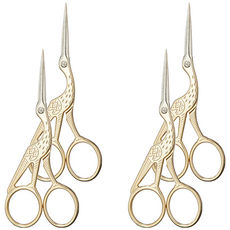 POSH Living 復古小剪刀 精巧外型 方便攜帶 不鏽鋼, 金鶴, 4支