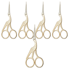 POSH Living 復古懷舊小剪刀, 精巧外型 方便攜帶 不鏽鋼, 金鶴, 5支