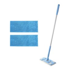 A-Clean 手持式清潔布拖把 藍色 + 超細纖維拖布墊 2入, 1套