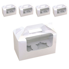 B Home Baking 瑪芬開窗包裝盒 2格 6入, 白色, 5個