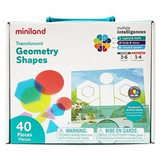 Miniland 透光幾何圖形組 透明幾何圖形 (2種尺寸、4種顏色、5種形狀) 搭配燈箱效果更佳, 1組, 40片