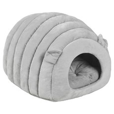 Kyhome 卡通立體加厚保暖寵物窩/可拆卸半封閉式寵物睡窩, 灰色, 1個