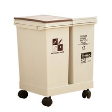 FAmILyLIFE 生活 彈蓋雙槽分類垃圾桶 附輪 24L 1.8kg, YG-164
