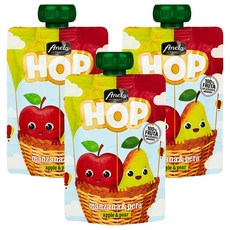 Anela HOP孩童水果泥隨身包, 蘋果水梨口味, 100g, 3包