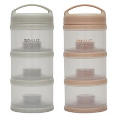 MOYUUM 三層奶粉盒組, 淺褐色+灰白色, 1組