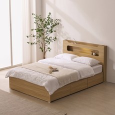 파로마 리안 LED 빅수납 침대 프레임 단품 방문설치, 오크