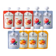 프레벨롱 짜먹는 국산 과일퓨레 9팩, 혼합맛(사과/자두) + 혼합맛(사과/블루베리) + 제주감귤, 900g, 1세트