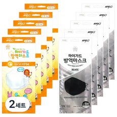 하이가드 숲의숨 방역 황사마스크 2종 세트 화이트 소형 KF94 5p + 블랙 대형 5p, 2세트