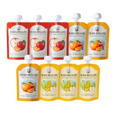 프레벨롱 국산 짜먹는 과일퓨레 9팩, 혼합맛(사과/자두) + 제주감귤 + 초당옥수수, 900g, 1세트