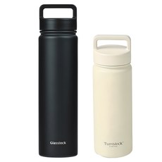 글라스락 스포티 핸들 텀블러 700ml + 텀블락 스포티 핸들 텀블러 500ml, 블랙 + 베이지, 1세트