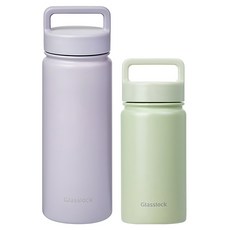 글라스락 스포티 핸들 텀블러 350ml + 500ml, 페일그린 + 페일라벤더, 1세트