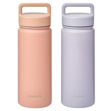 글라스락 스포티 핸들 텀블러 2p, 페일핑크 + 페일라벤더, 500ml, 1세트