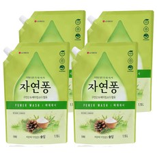 자연퐁 찌든때 걱정없는 솔잎 파워워시 주방세제 파우치형, 1.15L, 4개