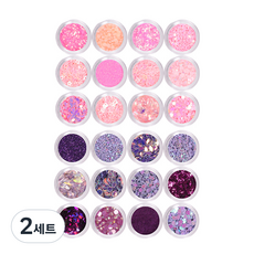 Awesome Jelly 自助美甲24件組 10-106&109, 高級鮮豔粉紅紫色包裝美甲亮片, 2套