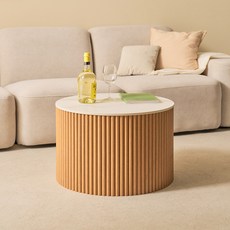 코지 포세린 세라믹 템바보드 좌식 테이블 상판 600 + 하부 600 방문설치, 상판(백화이트), 하부(네추럴우드)