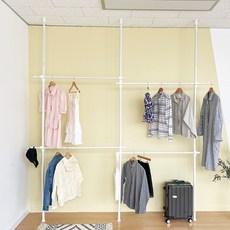 LIVING HAPPY 韓國製造 Virtue Nine Light 25mm 安裝型4層掛衣架, 白色