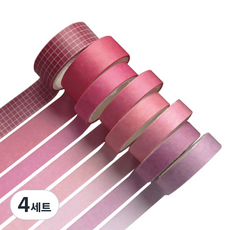 基本圖案紙膠帶 8捲入, 玫瑰紅, 4組