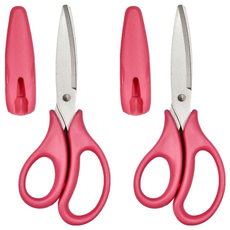 PLUS 普樂士 兒童安全剪刀 SC-145CF 柔軟握柄 附安全收納蓋, 粉色, 2支