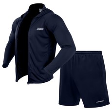 ARMEDES 男款運動拉鍊連帽外套+短褲套裝 AR8191