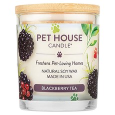 PET HOUSE 室內除臭寵物香氛蠟燭，黑莓茶，天然大豆蠟，美國製造, 255g, 1個