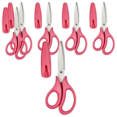 PLUS 普樂士 兒童安全剪刀 SC-145CF 柔軟握柄 附安全收納蓋, 粉色, 6支