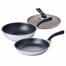 Altenbach 六角五層平底鍋組 3件, 28公分煎鍋 + 28公分炒鍋 + 28公分玻璃蓋, 銀色 + 黑色, 1組