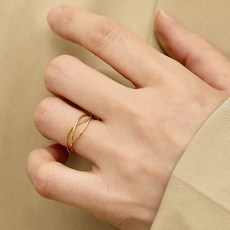 디아더컬러 여성용 크로스 라인 반지